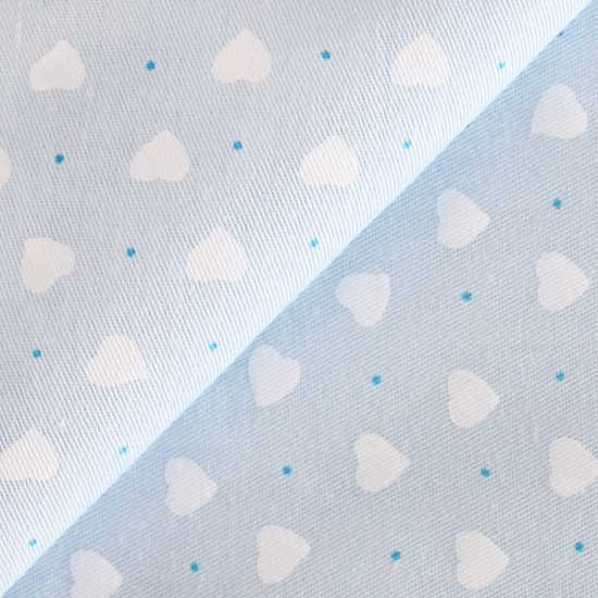 Ткань Хлопок Сердечки на голубом 50x40