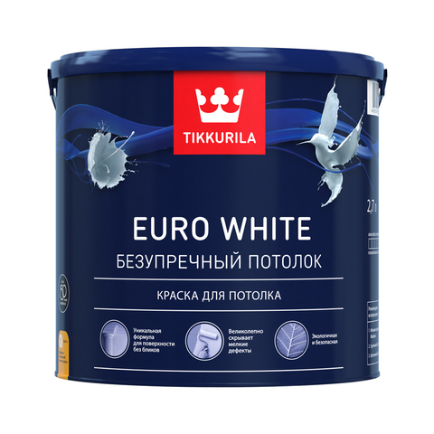 Евро Уайт краска для потолка белая глубоко матовая Euro White