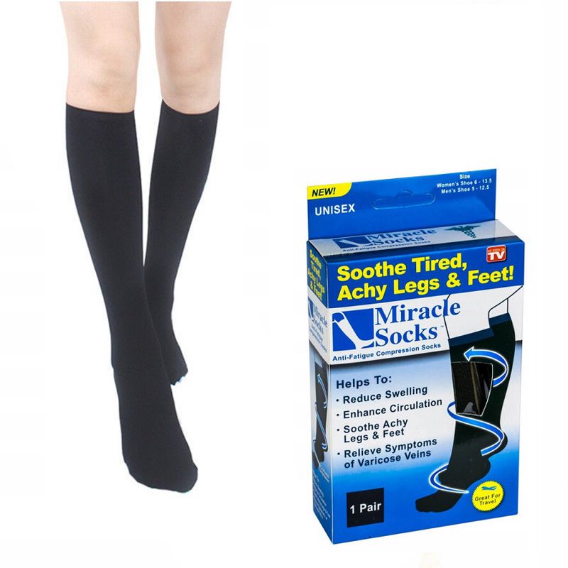 Компрессионные Гольфы MIRACLE SOCKS, Размер S/M, Цвет Черный