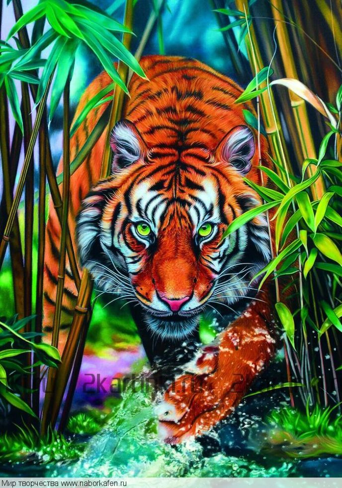 Алмазная вышивка «Тигр в режиме охоты»
