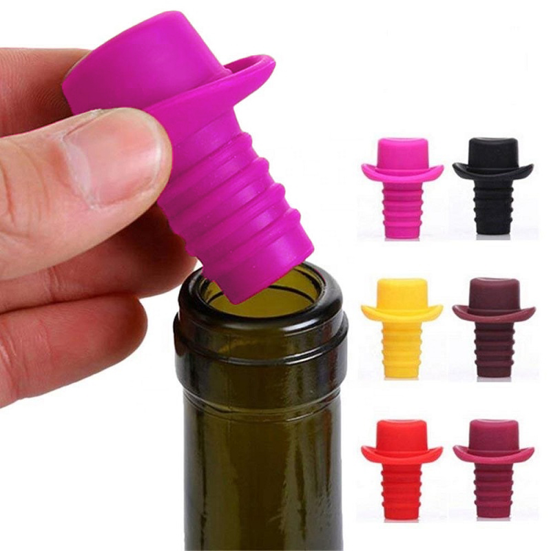Пробка Для Бутылок Шляпа Silicone Bottle Stoppers, Цвет Розовый