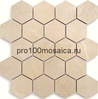 Мозаика Nuvola beige полированная 26,7x30,8 см (чип гексагон, артикул BMB1562CP)