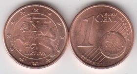 Литва 1 евроцент разные года UNC
