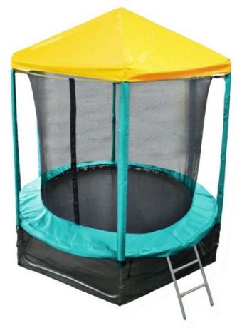 Батут для дачи с сеткой Optifit Like Green 8ft 2,44 м с желтой крышей