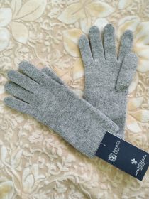 Кашемировые вязаные перчатки для Леди удлиненные с короткой манжетой (100% драгоценный кашемир), цвет серый. CASHMERE SHORT CUFF GLOVES LIGHT GREY.