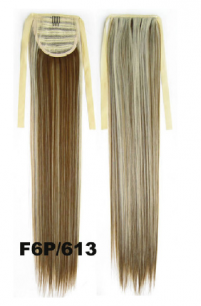 Искусственные термостойкие волосы - хвост прямые №F6P/613 (55 см) -  80 гр.