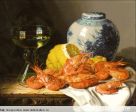 1830 Still Life with Prawns and a Delft Pot