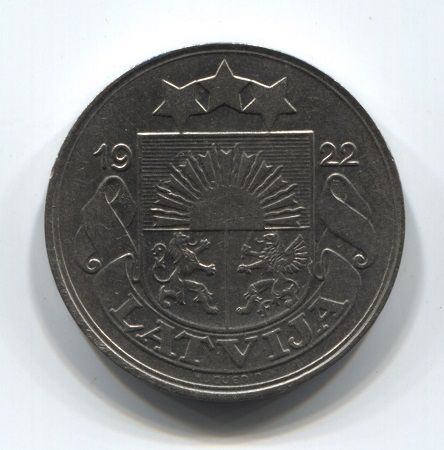 50 сантимов 1922 года Латвия XF
