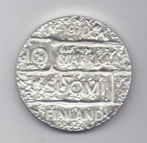 10 марок 1970 года AUNC Финляндия