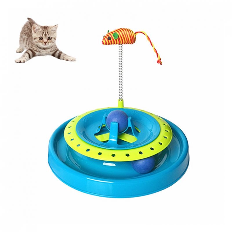 Игрушка-Трек Для Кошек С Двумя Мячиками Cat Scratch Pan (цвет голубой)