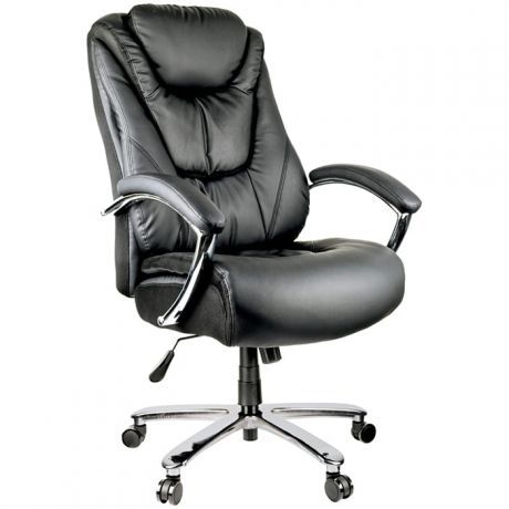Кресло руководителя Helmi HL-ES05 "Springs" повыш. прочности, экокожа черная, хром, до 200кг