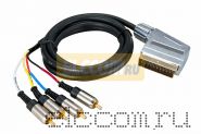 Шнур SCART Plug - 4RCA Plug 1.5М (GOLD) металл REXANT