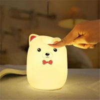 Мягкий Силиконовый Ночник Colorful Silicone Lamp, Розовый Мишка с бабочкой_3