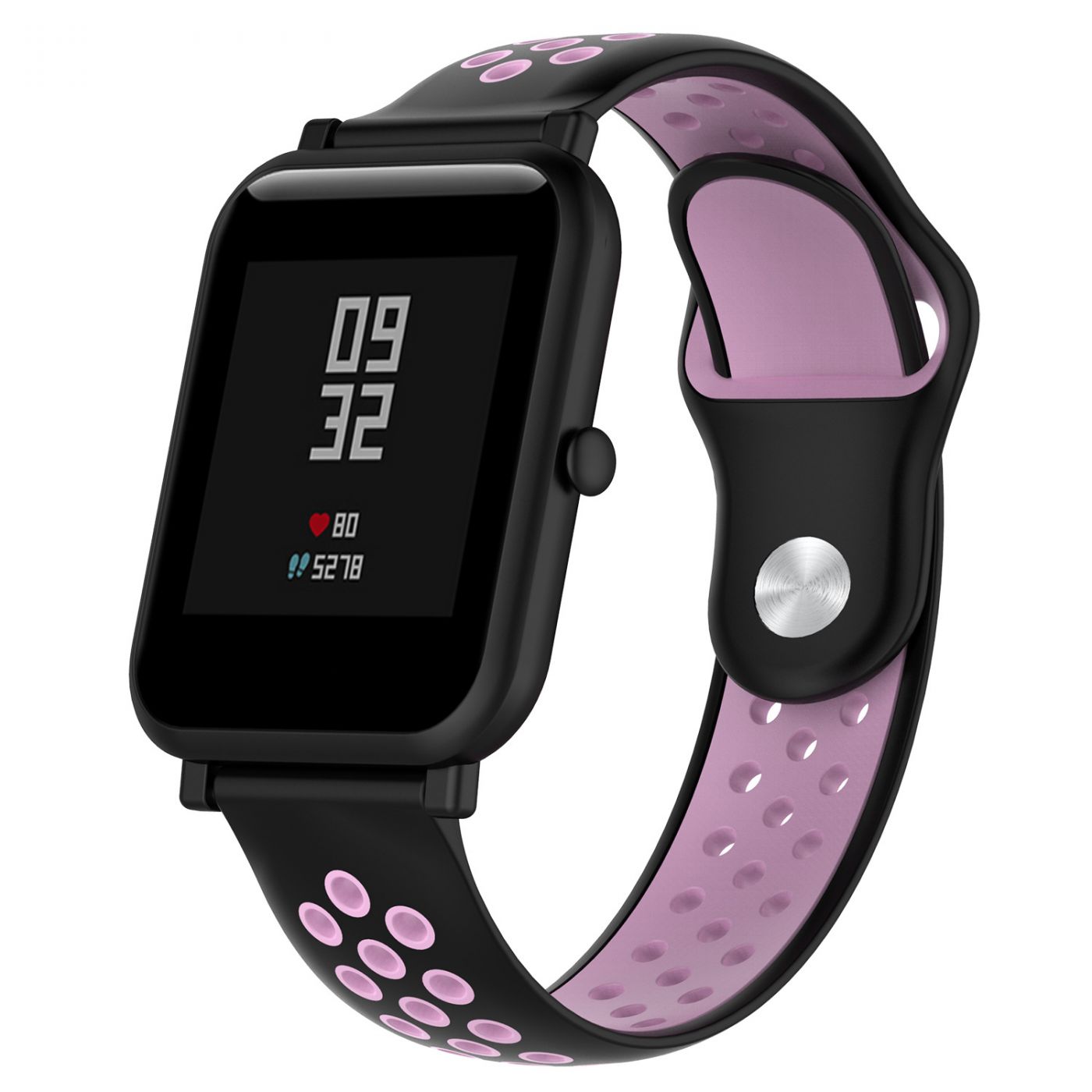 Сменный ремешок для Умных часов  Amazfit Bip Smartwatch (Черный - Розовый)