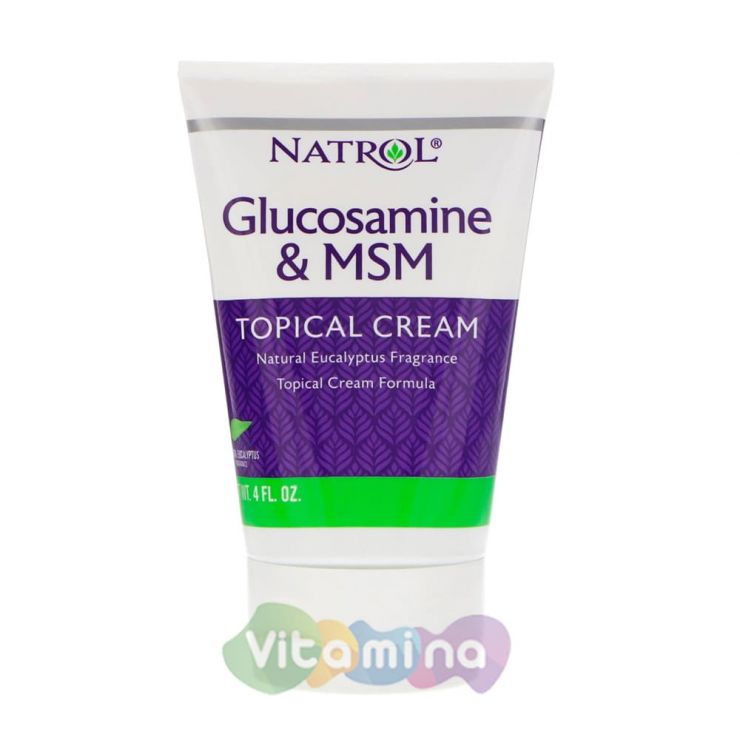 Natrol Крем для суставов с глюкозамином и МСМ, Glucosamine & MSM Cream, 118 мл