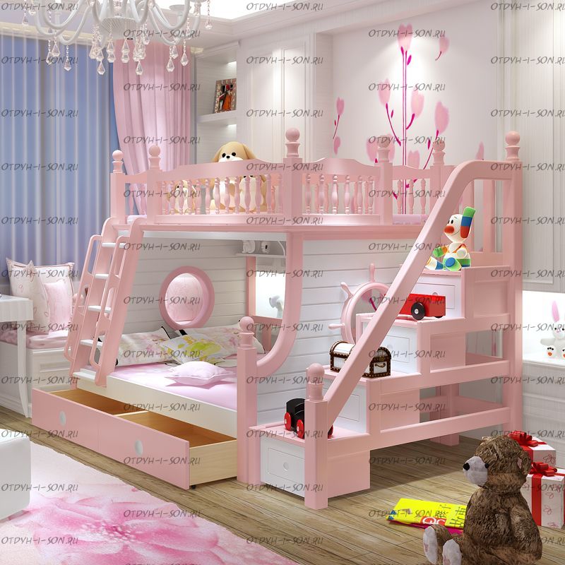Кровать двухъярусная домик Принцесса Fantasy №IR14