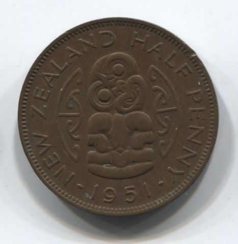 1/2 пенни 1951 года Новая Зеландия