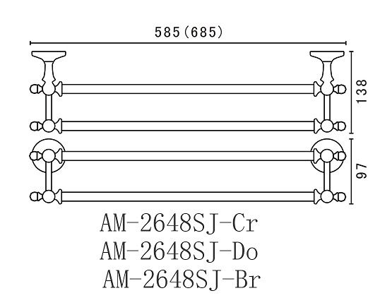 Двойной полотенцедержатель Art&Max Antic Crystal AM-2648SJ схема 4