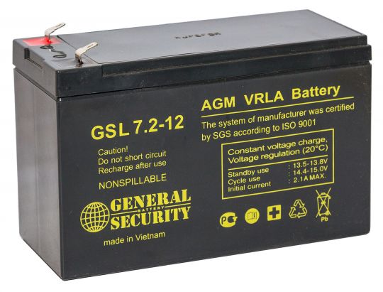Аккумулятор GENERAL SECURITY GS 7.2-12 12 В 7,2 А/ч