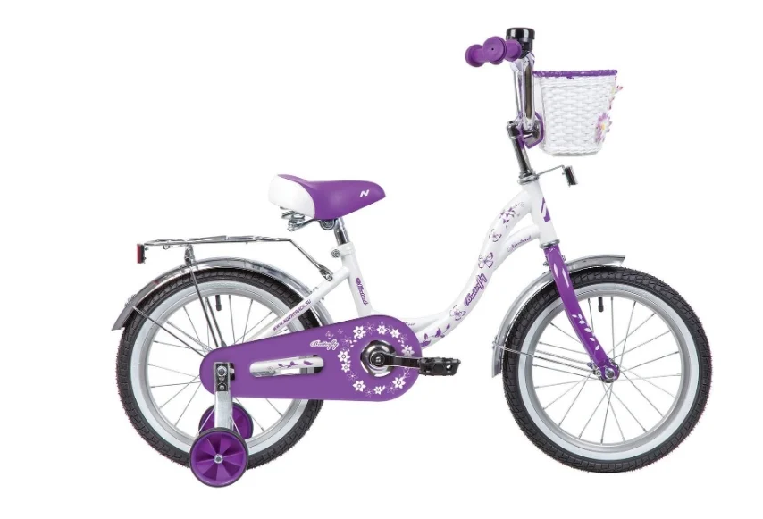 Детский велосипед Novatrack Butterfly 14 (2020) Белый-фиолетовый (139707)