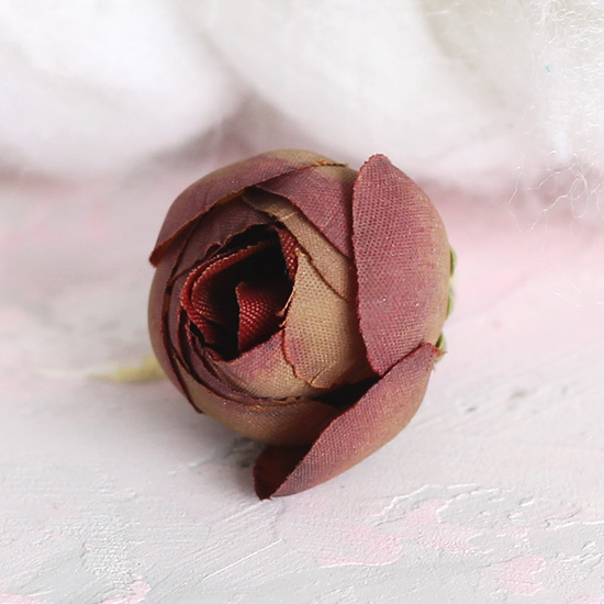 Цветок тканевый Лотос пепельно-бордовый 2.5 см