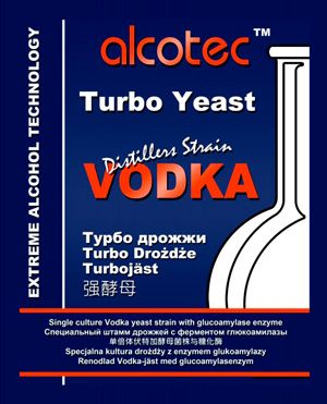 Спиртовые турбо дрожжи Alcotec Vodka с глюкоамилазой, 73 г