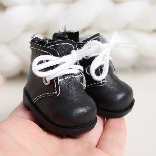 Обувь для кукол 5 см - ботиночки на молнии черные