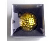 Украшение елочное шар ПАВЛИН, с тиснением, золотой, 1 шт., 8 см, стекло