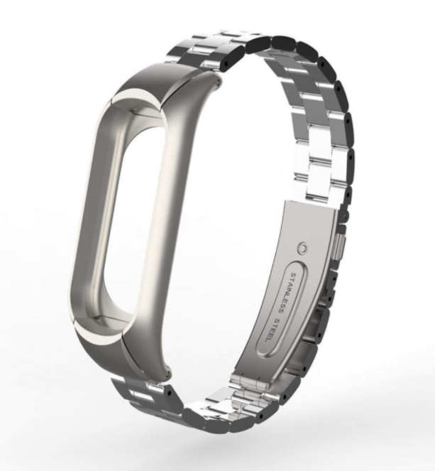 Сменный металлический ремешок с крупным звеном на фитнес - браслет Xiaomi Mi Band 5 (Серебро)