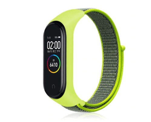 Сменный тканевый ремешок на фитнес - браслет Xiaomi mi band 5/6 (Зеленый с темным ремешком)