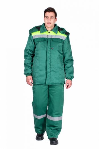 Куртка зимняя мужская Эксперт-Люкс (тк.Смесовая,210), зеленый/лимонный