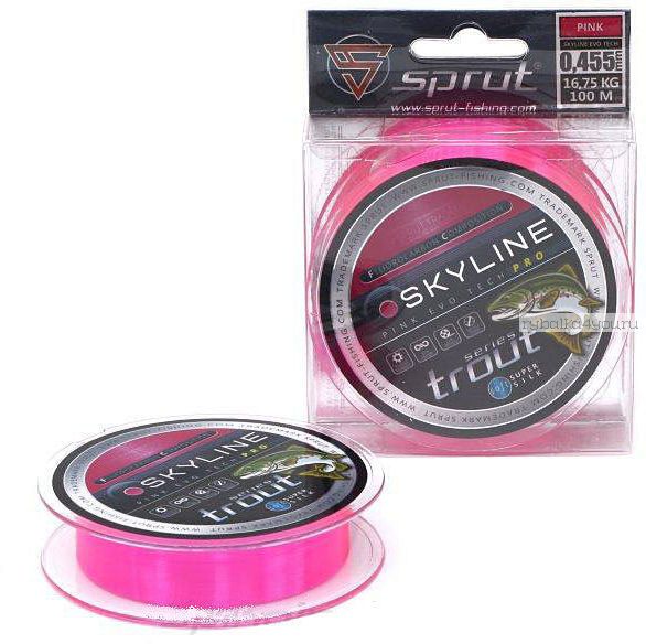 Флюорокарбоновая леска Sprut Skyline Composition Evo Tech Pro 100 м / цвет: Pink