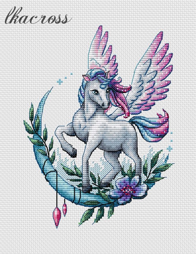 "Unicorn". Digital cross stitch pattern.