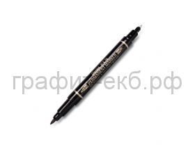 Маркер перм.0,3-0,6/0,8-1,2мм двухсторонний N75W-A черный Pentel