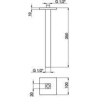 Потолочный держатель верхнего душа Cisal Zen Shower L350 мм схема 2