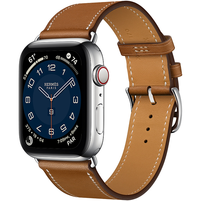 Часы Apple Watch Hermès Series 6 GPS + Cellular 40mm Silver Stainless Steel Case with Fauve Barénia Leather Single Tour