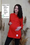 Туника для беременных и кормящих 4026 красный косы