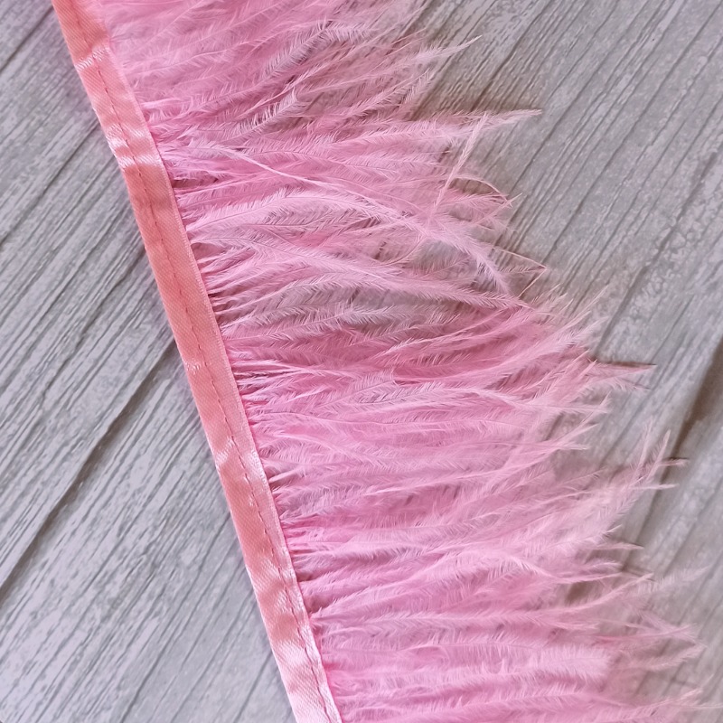 Перо тесьма, длина пера 12-17 см, PS032-15, цвет светло-розовый
