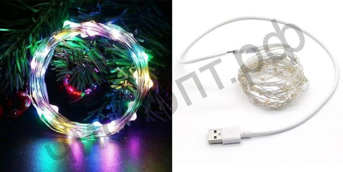 Гирлянда LED OG-LDL08 Мультицвет SMD0508* 50шт 5м (USB) украшение на каждый день