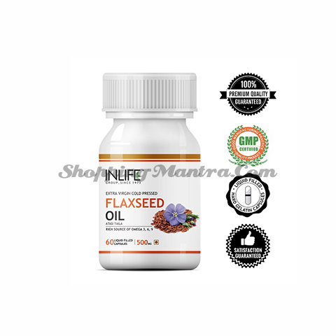 Льняное масло Омега 3-6-9 в капсулах Инлайф | INLIFE Flaxseed Oil Omega 3 6 9 fatty acids Supplement