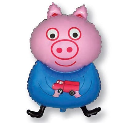 Поросенок Свинка Мальчик фигурный шар фольгированный с гелием
