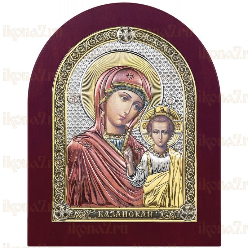 Казанская икона БМ цветная эмаль с деревянной рамой