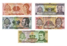 ГОНДУРАС - набор 5 банкнот 1,2,5,10,20 лемпир 2012-2016. UNC Пресс Oz