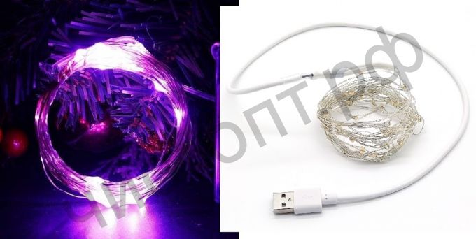 Гирлянда LED OG-LDL08 Фиолетовая SMD0508* 50шт 5м (USB) украшение на каждый день