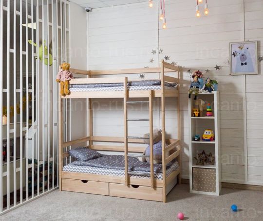 Двухъярусная кровать Altezza цвет натуральный с ящиками Детская кроватка