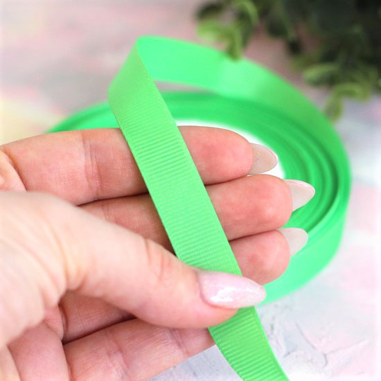 Репсовая лента декоративная - Зеленая 12 мм