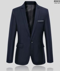 Стильный классический приталенный мужской пиджак темно-синий