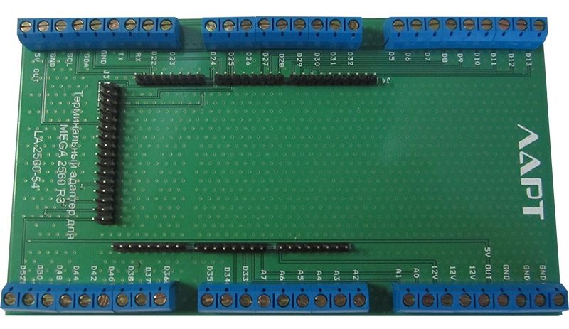 Терминальный адаптер для Arduino Mega2560 на DIN рейку. ЛАРТ LA2560-54