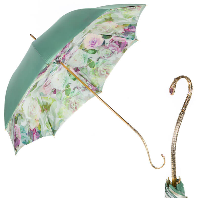 Зонт-трость Pasotti Verde Camelia Oro Dentel