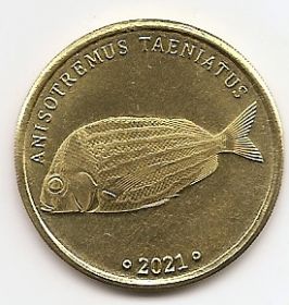 Виргинский помпон(рыба-ворчун) 5 ринггит Лабуан 2021